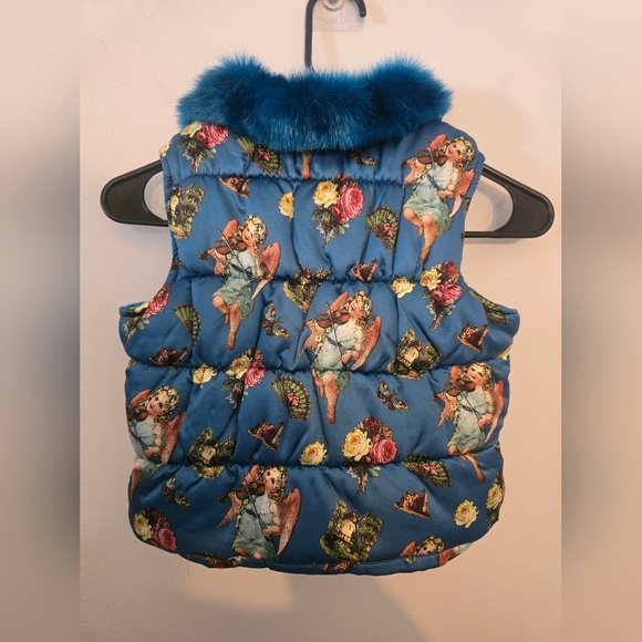 Betsy Johnson Youth Angel Puffer Vest with Faux Fur. Callouts - Picture 2 of 5